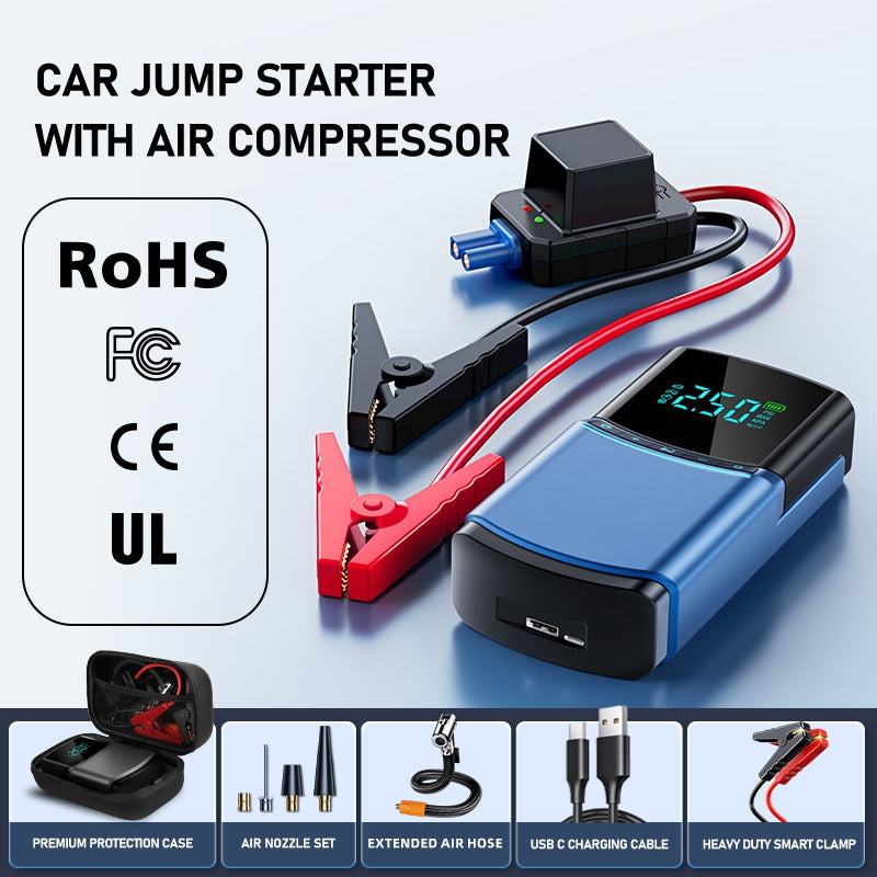 Powerful Car Jump Starter Tyre Air Pump 150PSI 12000mAh