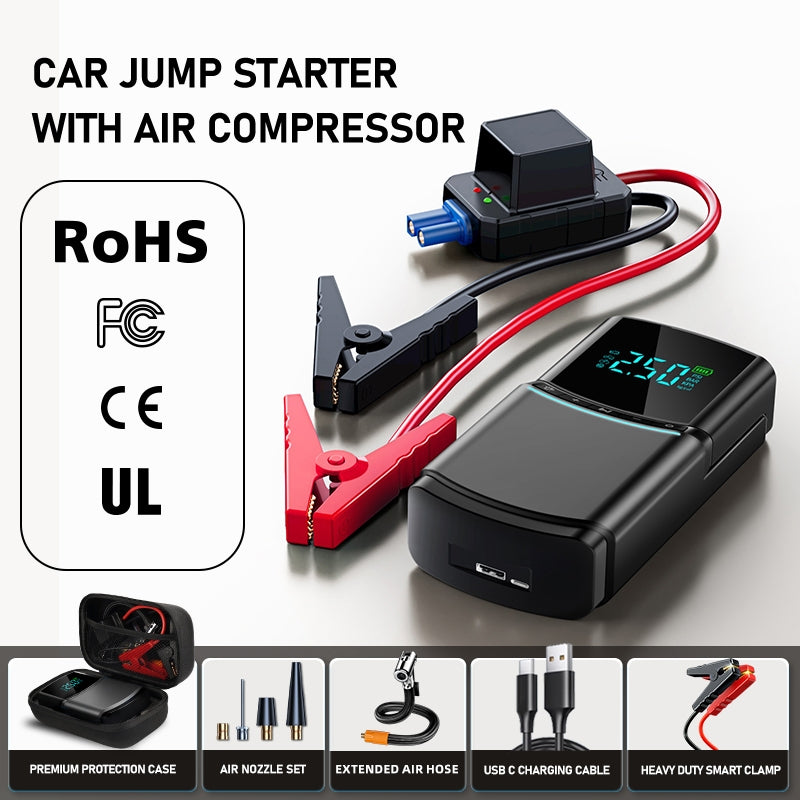 Powerful Car Jump Starter Tyre Air Pump 150PSI 12000mAh